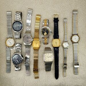 (FOR PARTS/REPAIR) Lot Of 10 Vintage Citizen Men's Watches Ladies Square Tank